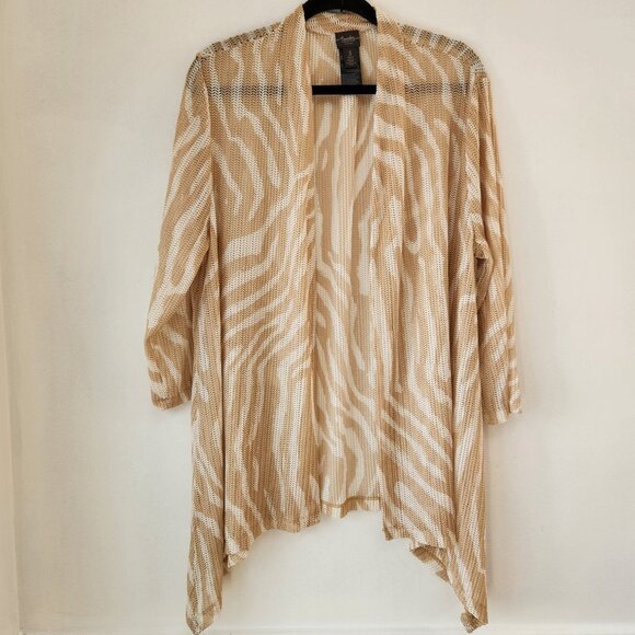 Chico's Travelers Cream Wheatmesh Cardigan Sweater Lightweight Women's XL - Picture 3 of 9